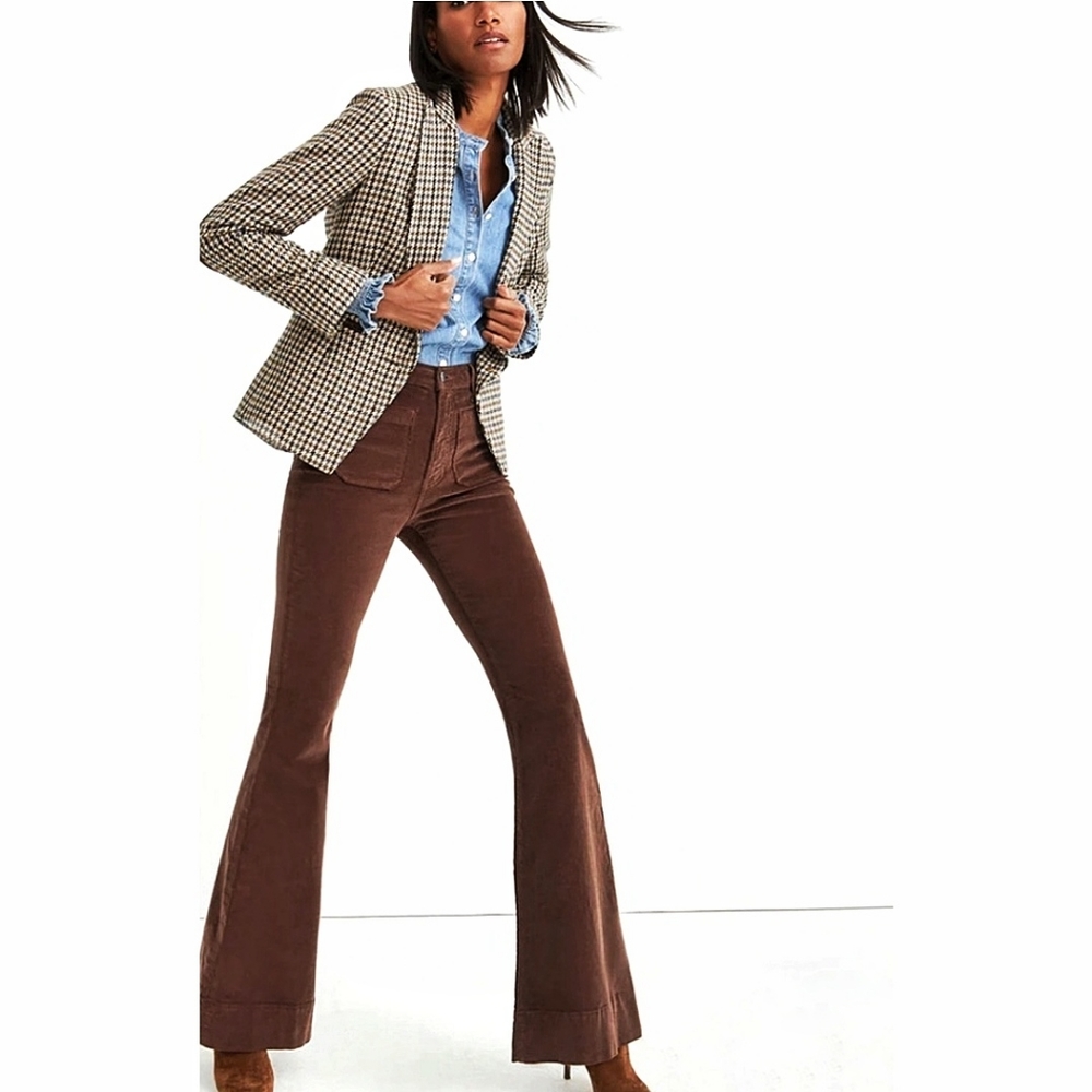 Veronica Beard Sheridan Exaggerated Brown Corduroy 70s Flared Pants